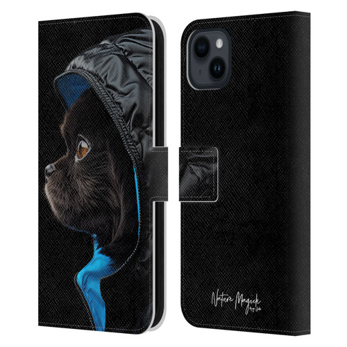 Nature Magick Various Collection Pup Stare Leather Book Wallet Case Cover For Apple iPhone 15 Plus