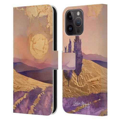 Nature Magick Various Collection Mauve Land Leather Book Wallet Case Cover For Apple iPhone 15 Pro Max