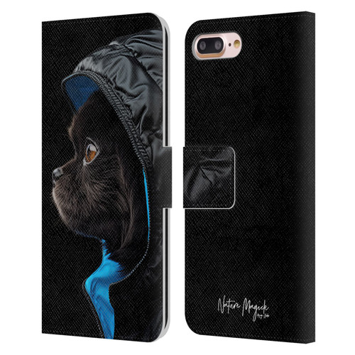 Nature Magick Various Collection Pup Stare Leather Book Wallet Case Cover For Apple iPhone 7 Plus / iPhone 8 Plus