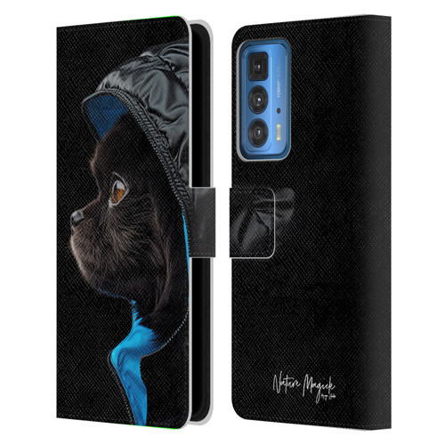 Nature Magick Various Collection Pup Stare Leather Book Wallet Case Cover For Motorola Edge (2022)