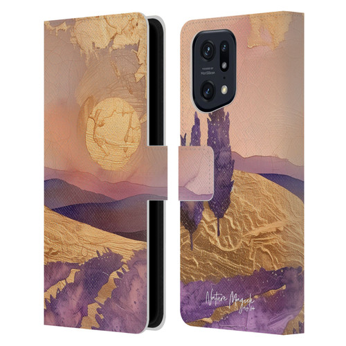 Nature Magick Various Collection Mauve Land Leather Book Wallet Case Cover For OPPO Find X5 Pro