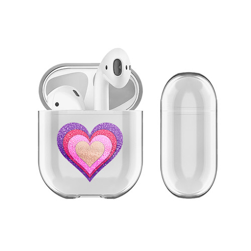 Monika Strigel Heart In Heart Violet Clear Hard Crystal Cover for Apple AirPods 1 1st Gen / 2 2nd Gen Charging Case