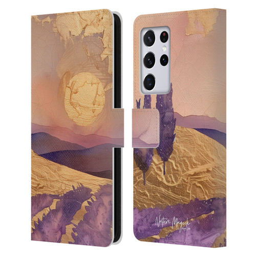 Nature Magick Various Collection Mauve Land Leather Book Wallet Case Cover For Samsung Galaxy S21 Ultra 5G