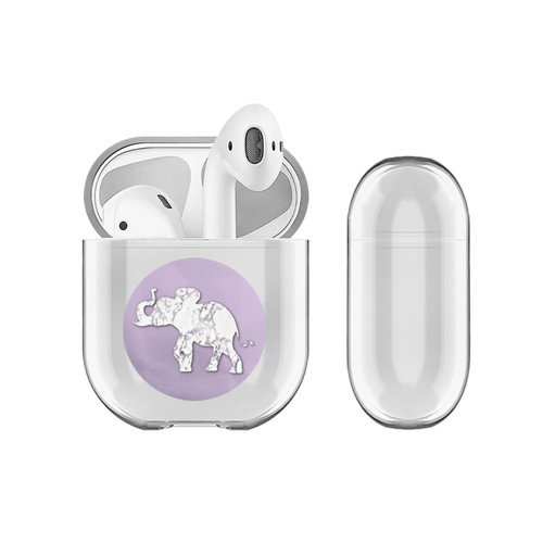 Monika Strigel Marble Elephant Purple Clear Hard Crystal Cover for Apple AirPods 1 1st Gen / 2 2nd Gen Charging Case