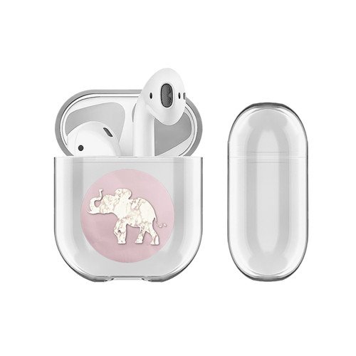 Monika Strigel Marble Elephant Rosegold Clear Hard Crystal Cover for Apple AirPods 1 1st Gen / 2 2nd Gen Charging Case