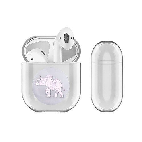 Monika Strigel Marble Elephant Silver Clear Hard Crystal Cover for Apple AirPods 1 1st Gen / 2 2nd Gen Charging Case