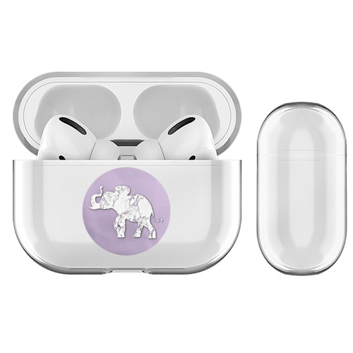 Monika Strigel Marble Elephant Purple Clear Hard Crystal Cover for Apple AirPods Pro Charging Case