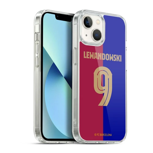 FC Barcelona 2024/25 Players Home Kit Robert Lewandowski Soft Gel Case for Apple iPhone 13