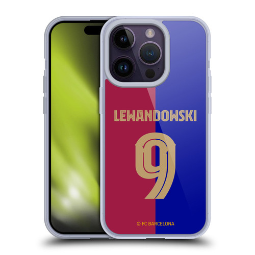 FC Barcelona 2024/25 Players Home Kit Robert Lewandowski Soft Gel Case for Apple iPhone 14 Pro & MagSafe