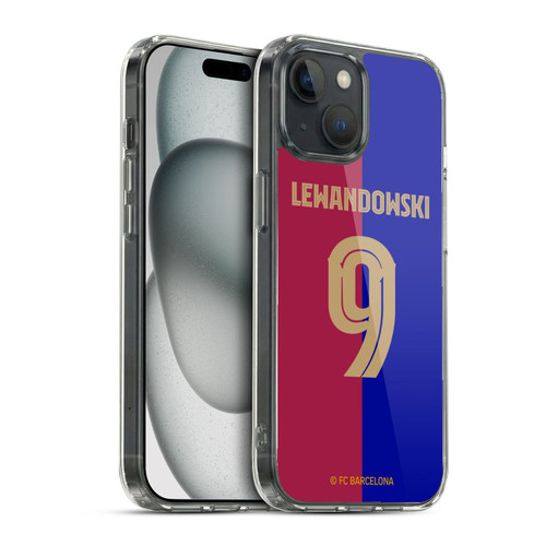 FC Barcelona 2024/25 Players Home Kit Robert Lewandowski Soft Gel Case for Apple iPhone 15 & MagSafe