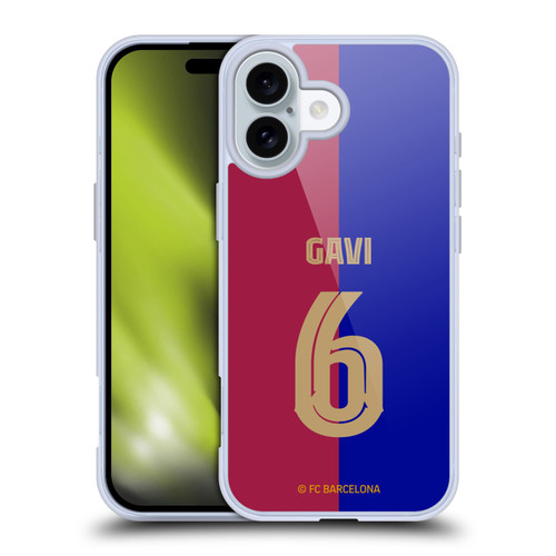 FC Barcelona 2024/25 Players Home Kit Gavi Soft Gel Case for Apple iPhone 16