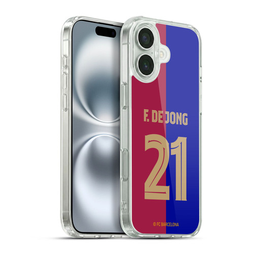 FC Barcelona 2024/25 Players Home Kit Frenkie de Jong Soft Gel Case for Apple iPhone 16 Plus & MagSafe