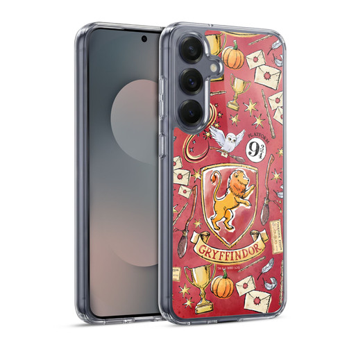 Harry Potter Deathly Hallows XIII Gryffindor Pattern Soft Gel Case for Samsung Galaxy S25 & MagSafe