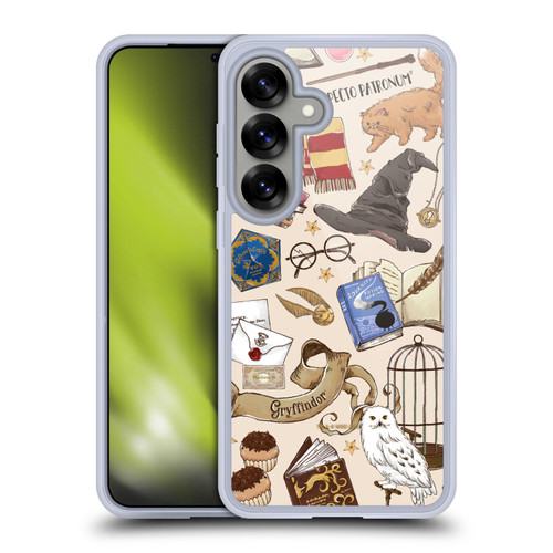 Harry Potter Deathly Hallows XXXVII Hogwarts Pattern Soft Gel Case for Samsung Galaxy S25