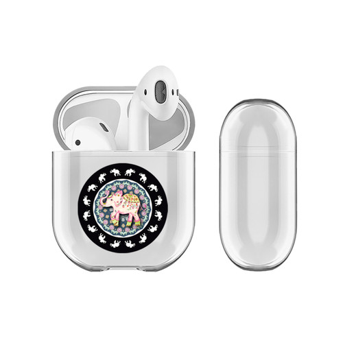 Monika Strigel Round Elephant Boho Clear Hard Crystal Cover for Apple AirPods 1 1st Gen / 2 2nd Gen Charging Case