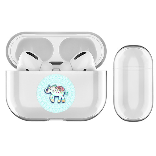 Monika Strigel Round Elephant Aqua Clear Hard Crystal Cover for Apple AirPods Pro Charging Case