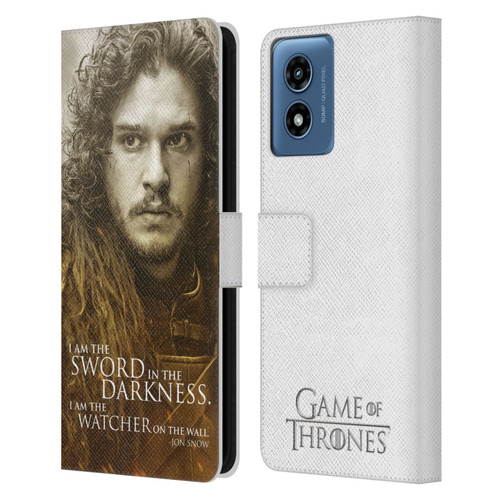 HBO Game of Thrones Character Portraits Jon Snow Leather Book Wallet Case Cover For Motorola Moto G Play (2024)
