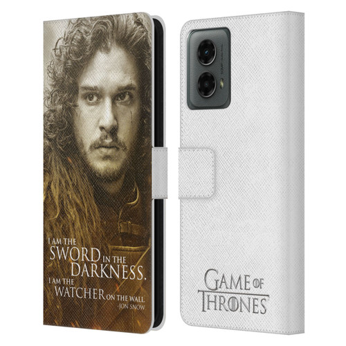HBO Game of Thrones Character Portraits Jon Snow Leather Book Wallet Case Cover For Motorola Moto G (2024)
