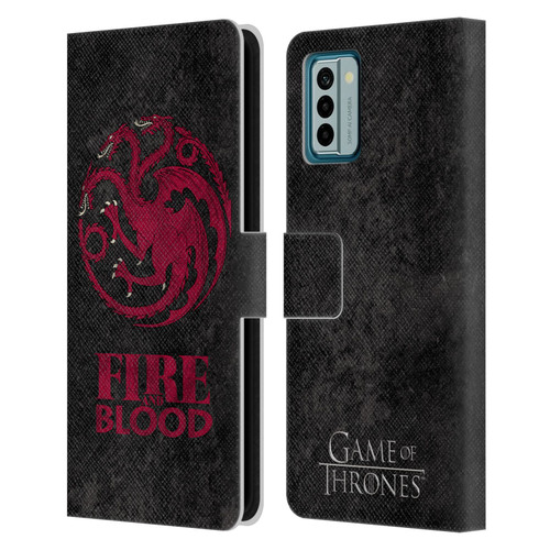 HBO Game of Thrones Dark Distressed Look Sigils Targaryen Leather Book Wallet Case Cover For Nokia G42