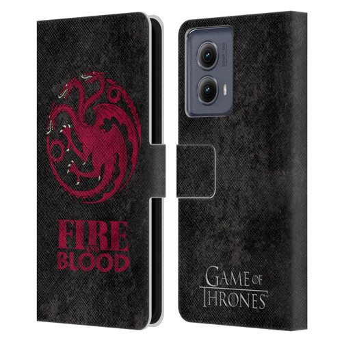 HBO Game of Thrones Dark Distressed Look Sigils Targaryen Leather Book Wallet Case Cover For Motorola Edge (2024)