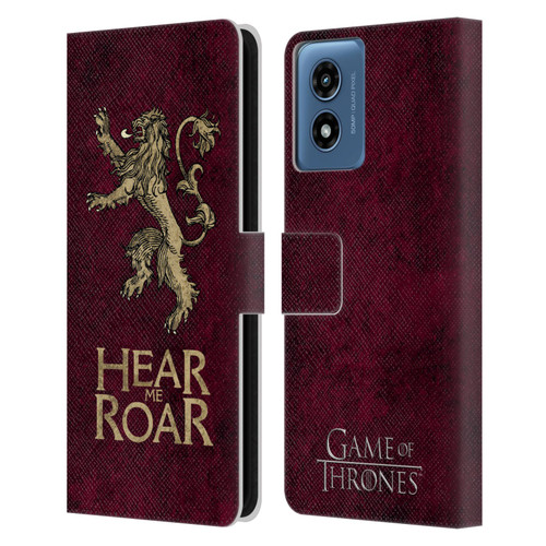 HBO Game of Thrones Dark Distressed Look Sigils Lannister Leather Book Wallet Case Cover For Motorola Moto G Play (2024)
