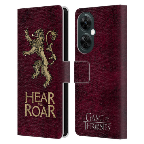 HBO Game of Thrones Dark Distressed Look Sigils Lannister Leather Book Wallet Case Cover For OnePlus Nord N30