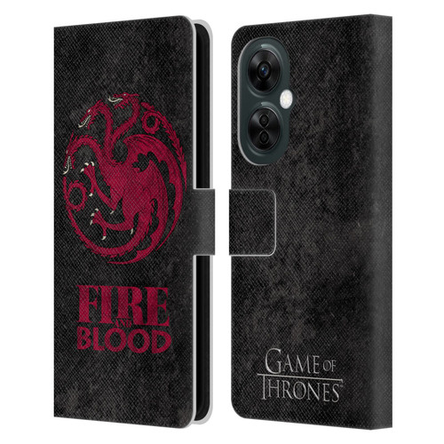 HBO Game of Thrones Dark Distressed Look Sigils Targaryen Leather Book Wallet Case Cover For OnePlus Nord N30