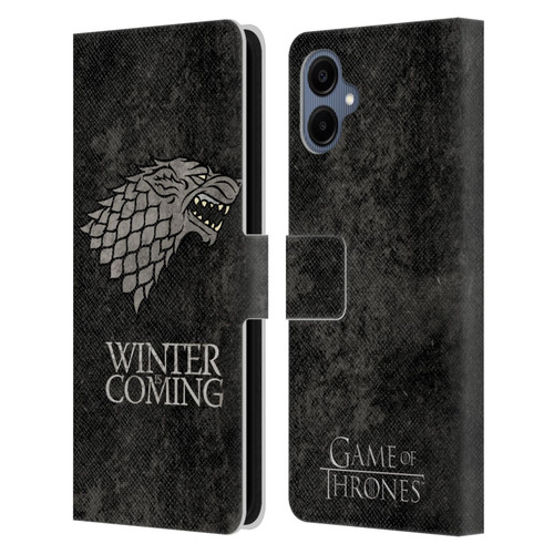 HBO Game of Thrones Dark Distressed Look Sigils Stark Leather Book Wallet Case Cover For Samsung Galaxy A06 4G