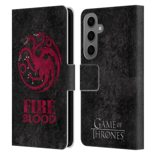 HBO Game of Thrones Dark Distressed Look Sigils Targaryen Leather Book Wallet Case Cover For Samsung Galaxy S25