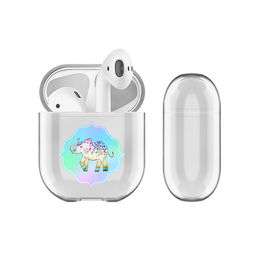 Monika Strigel Rainbow Watercolor Elephant Blue Clear Hard Crystal Cover for Apple AirPods 1 1st Gen / 2 2nd Gen Charging Case