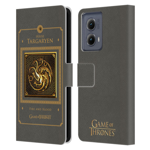 HBO Game of Thrones Golden Sigils Targaryen Border Leather Book Wallet Case Cover For Motorola Edge (2024)