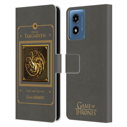 HBO Game of Thrones Golden Sigils Targaryen Border Leather Book Wallet Case Cover For Motorola Moto G Play (2024)
