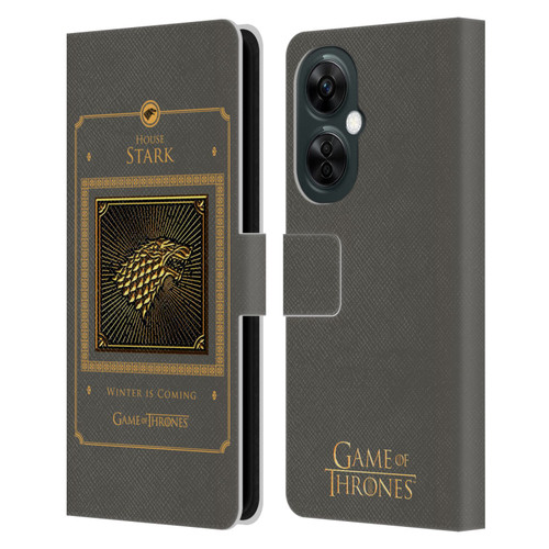 HBO Game of Thrones Golden Sigils Stark Border Leather Book Wallet Case Cover For OnePlus Nord N30