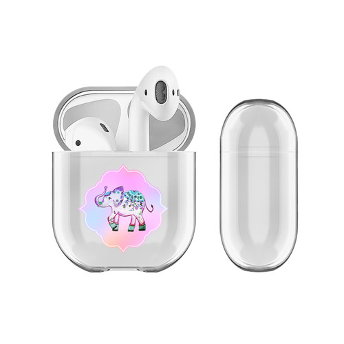 Monika Strigel Rainbow Watercolor Elephant Pink 2 Clear Hard Crystal Cover for Apple AirPods 1 1st Gen / 2 2nd Gen Charging Case