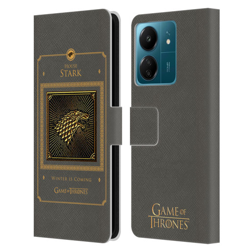 HBO Game of Thrones Golden Sigils Stark Border Leather Book Wallet Case Cover For Xiaomi Redmi 13C 4G