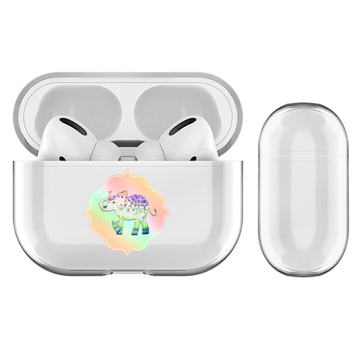 Monika Strigel Rainbow Watercolor Elephant Green Clear Hard Crystal Cover for Apple AirPods Pro Charging Case