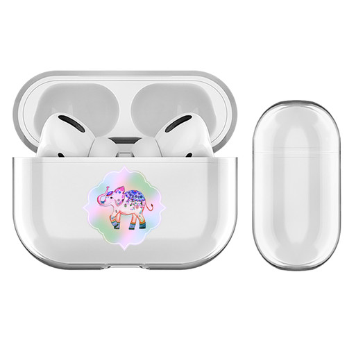 Monika Strigel Rainbow Watercolor Elephant Pink Clear Hard Crystal Cover for Apple AirPods Pro Charging Case