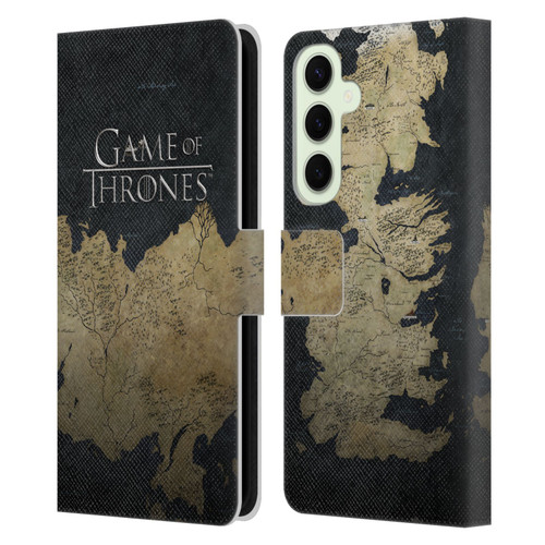 HBO Game of Thrones Key Art Westeros Map Leather Book Wallet Case Cover For Samsung Galaxy S25+
