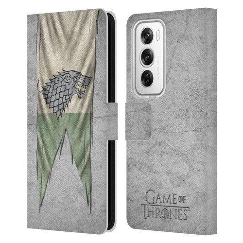 HBO Game of Thrones Sigil Flags Stark Leather Book Wallet Case Cover For OPPO Reno12 Pro 5G