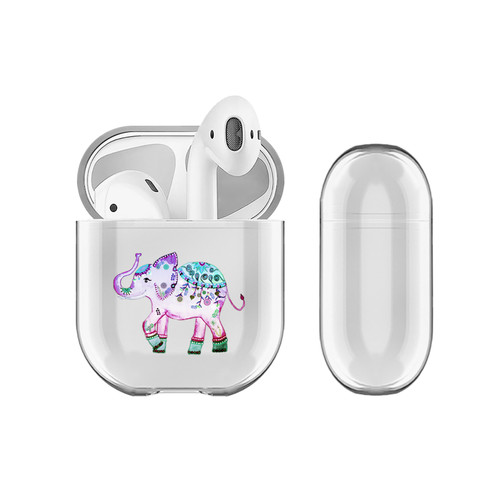Monika Strigel Watercolor Cute Elephant Purple Clear Hard Crystal Cover for Apple AirPods 1 1st Gen / 2 2nd Gen Charging Case