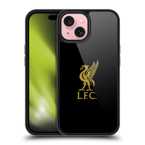 Liverpool Football Club Liver Bird Gold Logo On Black Gel Armour Case For Apple iPhone 15