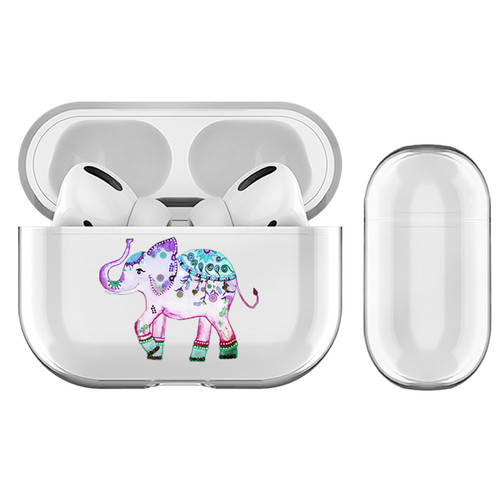 Monika Strigel Watercolor Cute Elephant Purple Clear Hard Crystal Cover for Apple AirPods Pro Charging Case