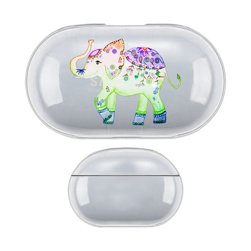 Monika Strigel Watercolor Cute Elephant Purple Green Clear Hard Crystal Cover for Samsung Galaxy Buds / Buds Plus