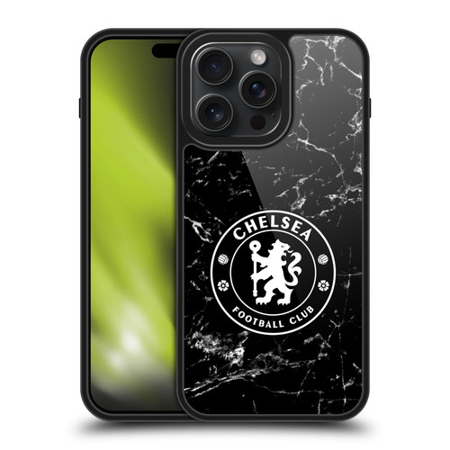 Chelsea Football Club Crest Black Marble Gel Armour Case For Apple iPhone 15 Pro Max