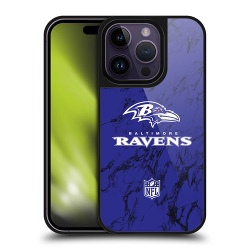 NFL Baltimore Ravens Graphics Coloured Marble Gel Armour Case For Apple iPhone 14 Pro