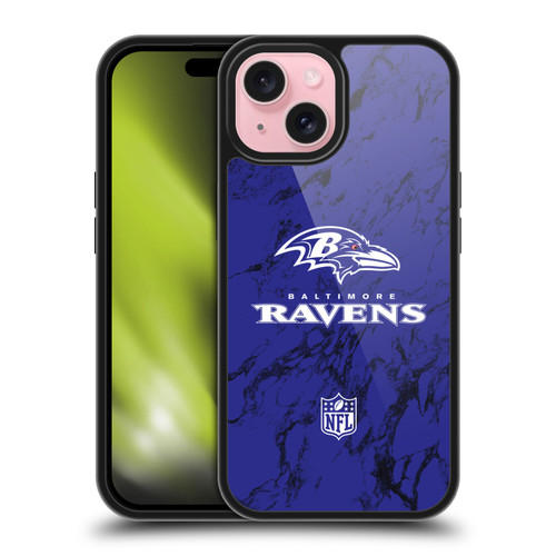 NFL Baltimore Ravens Graphics Coloured Marble Gel Armour Case For Apple iPhone 15