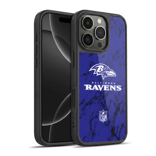 NFL Baltimore Ravens Graphics Coloured Marble Gel Armour Case For Apple iPhone 16 Pro