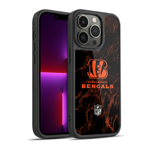 NFL Cincinnati Bengals Graphics Coloured Marble Gel Armour Case For Apple iPhone 13 Pro