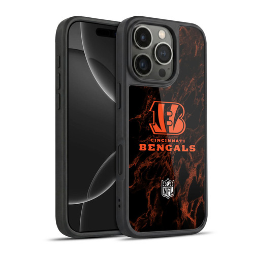NFL Cincinnati Bengals Graphics Coloured Marble Gel Armour Case For Apple iPhone 16 Pro