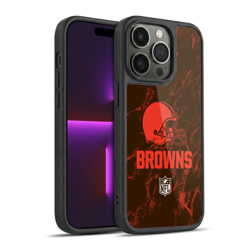NFL Cleveland Browns Graphics Coloured Marble Gel Armour Case For Apple iPhone 14 Pro